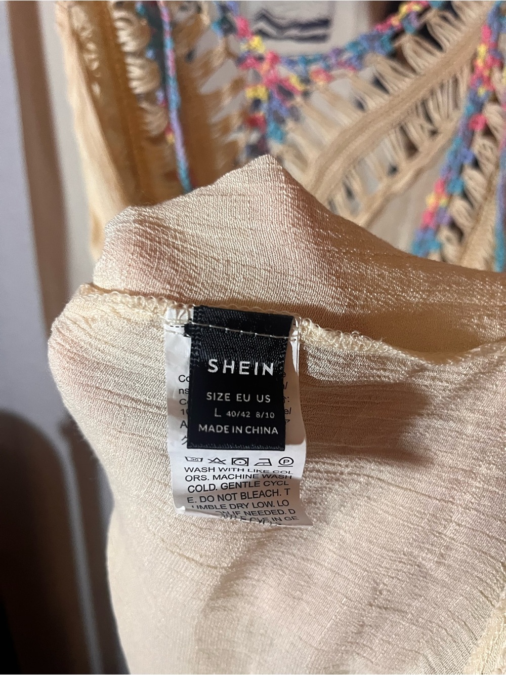 SHEIN Cream Fringe Crochet Boho Sleeveless Cover Up Women’s Large - Picture 5 of 5